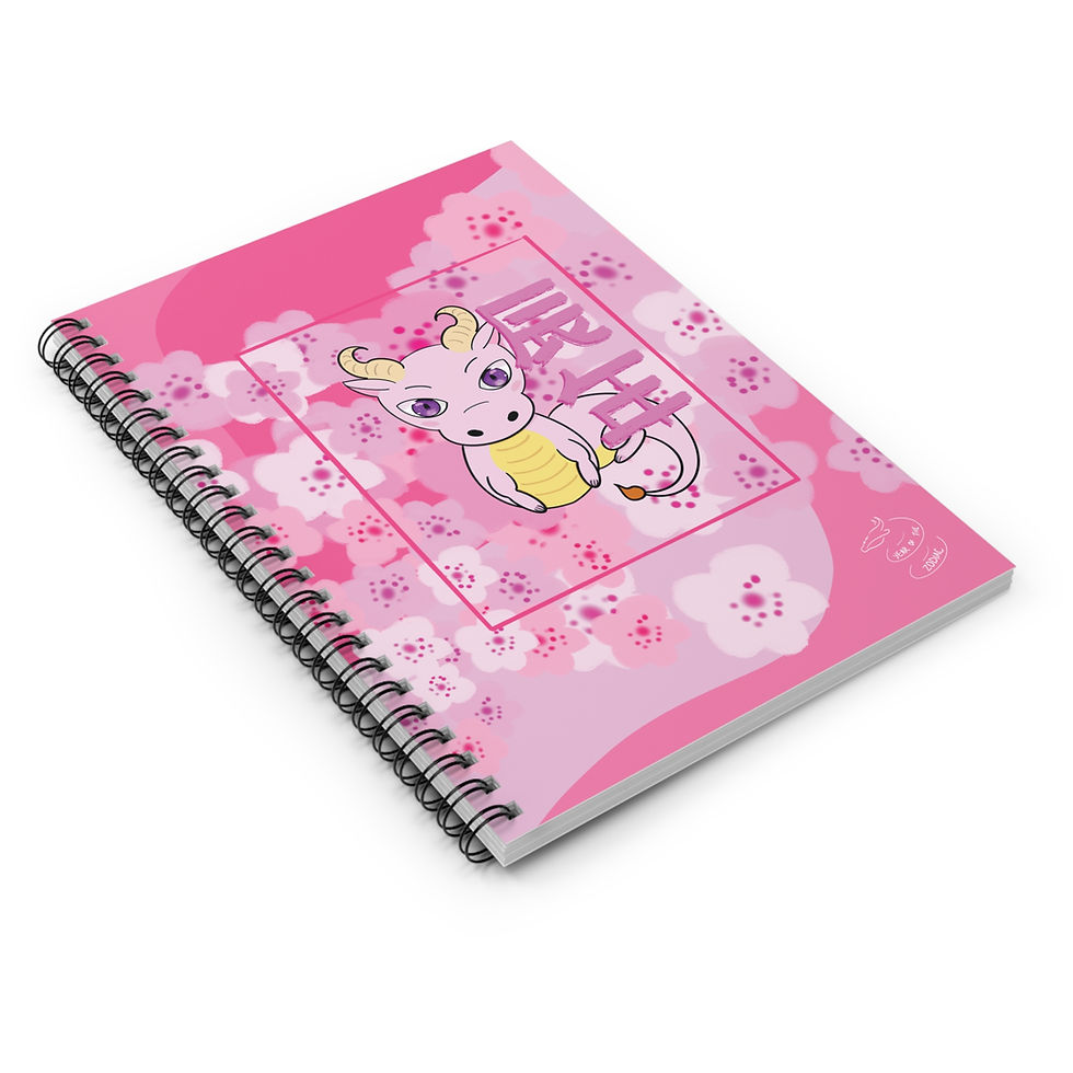 Thumbnail: Pink Cherry Blossom Dragon Notebook - Chinese Zodiac Spiral Journal Sakura 