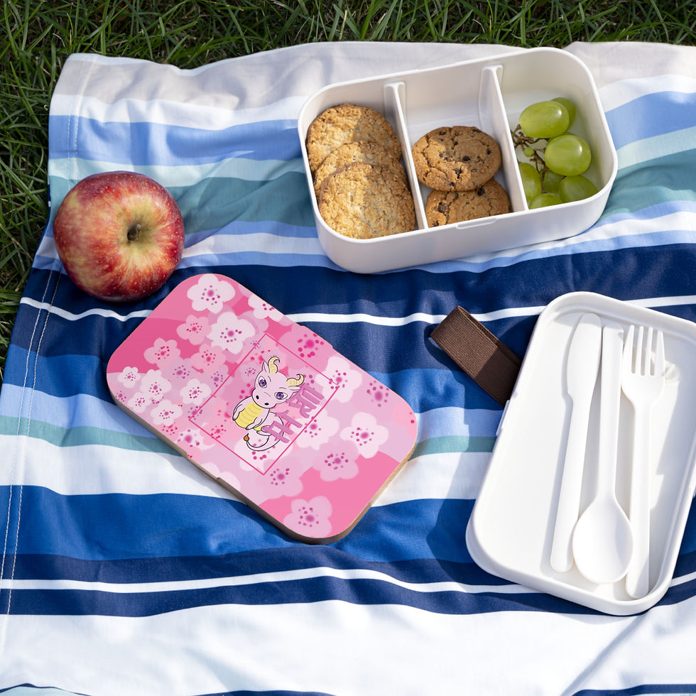 Thumbnail: Pink Cherry Blossom Sakura Bento Box with Cute Dragon (Lunar New Year)