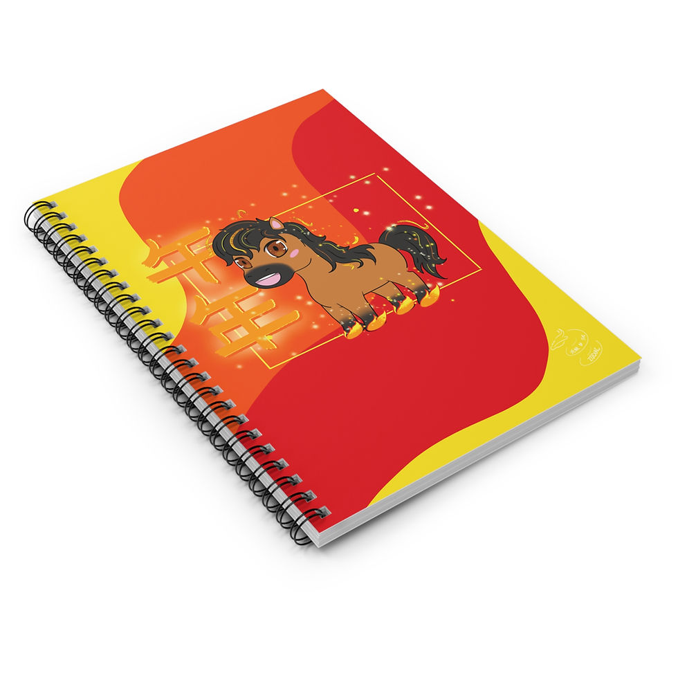 Thumbnail: Horse Lunar New Year Spiral Notebook — Cute Year of the Fire Horse Ruled Journal