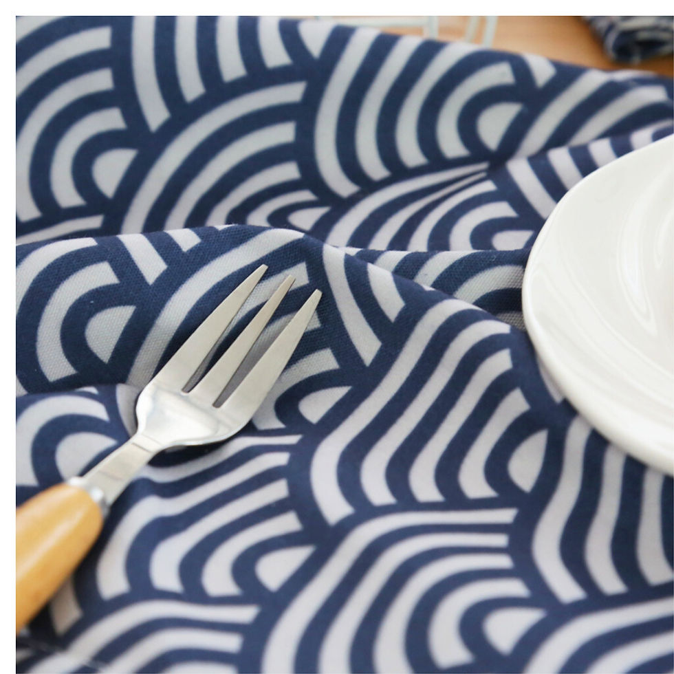 Thumbnail: Placemats 30 x 40 cm Navy Blue Ocean Waves for Dining Table, Set of 4