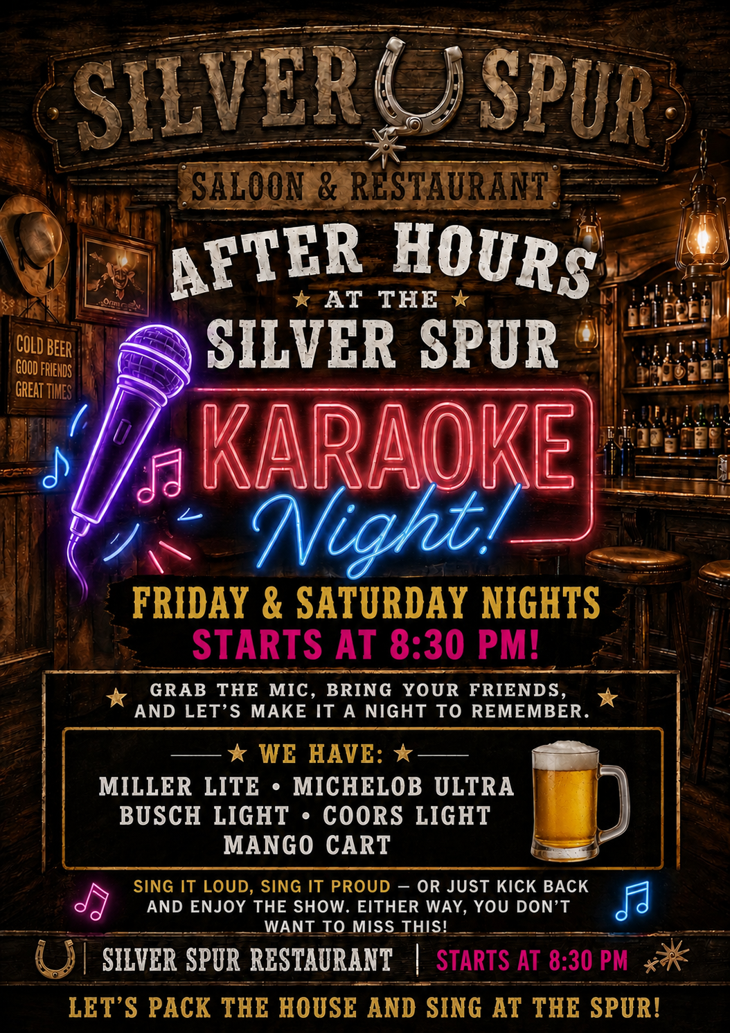 Silver Spur After Hours karaoke promotional artwork
