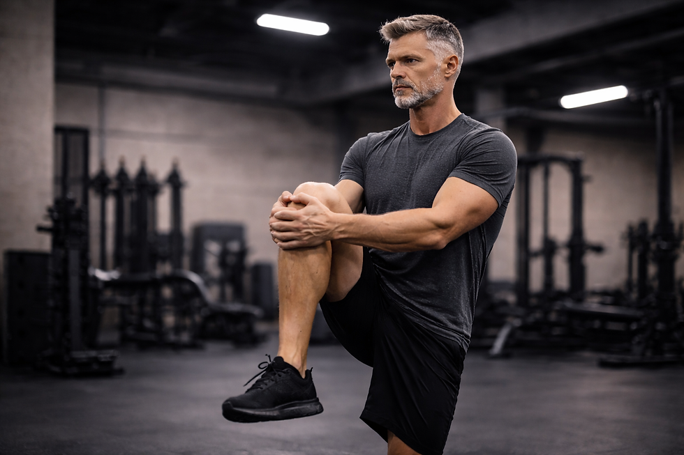 man over 45 focused on joint-friendly recovery and mobility training