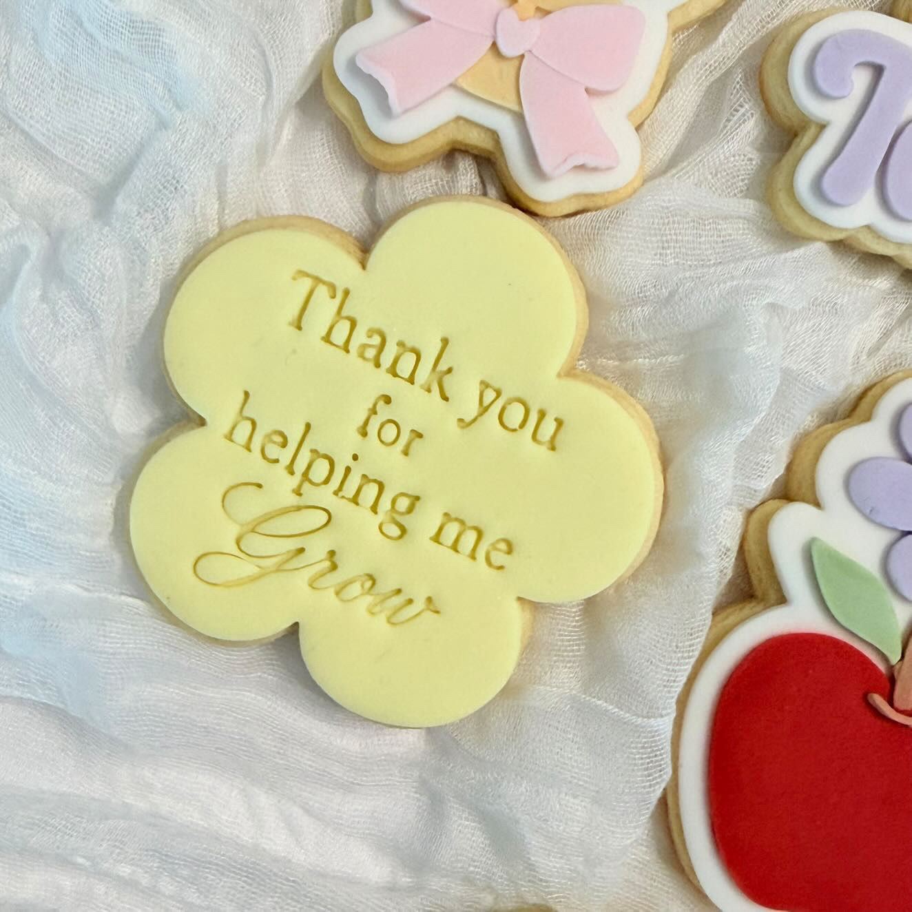 "Thank you for helping me grow" – tampon et emporte-pièce