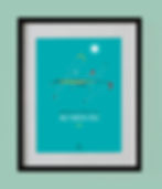 Affiche minimaliste fond bleu turquoise de kite surf sur la plage du Men-Du à Carnac dans le Morbihan en Bretagne