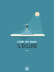 Affiche plage de l'écluse Dinard en Ille-et-Vilaine, Bretagne nord. Illustration Bretagne, déco thème bretagne, affiche plage, affiche bretagne