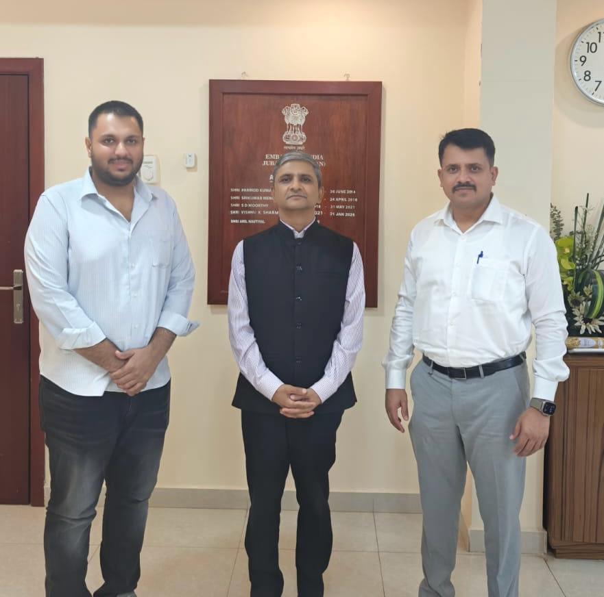 YAVA representatives meeting with the Indian Ambassador to South Sudan at the Embassy of India in Juba, following engagement around aviation systems and operational delivery.