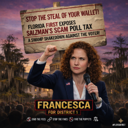 STOP The Steal Of Your Wallet Francesca Exposes SALZMAN’S SCAM POLL TAX — A SWAMP SHAKEDOWN AGAINST VOTERS