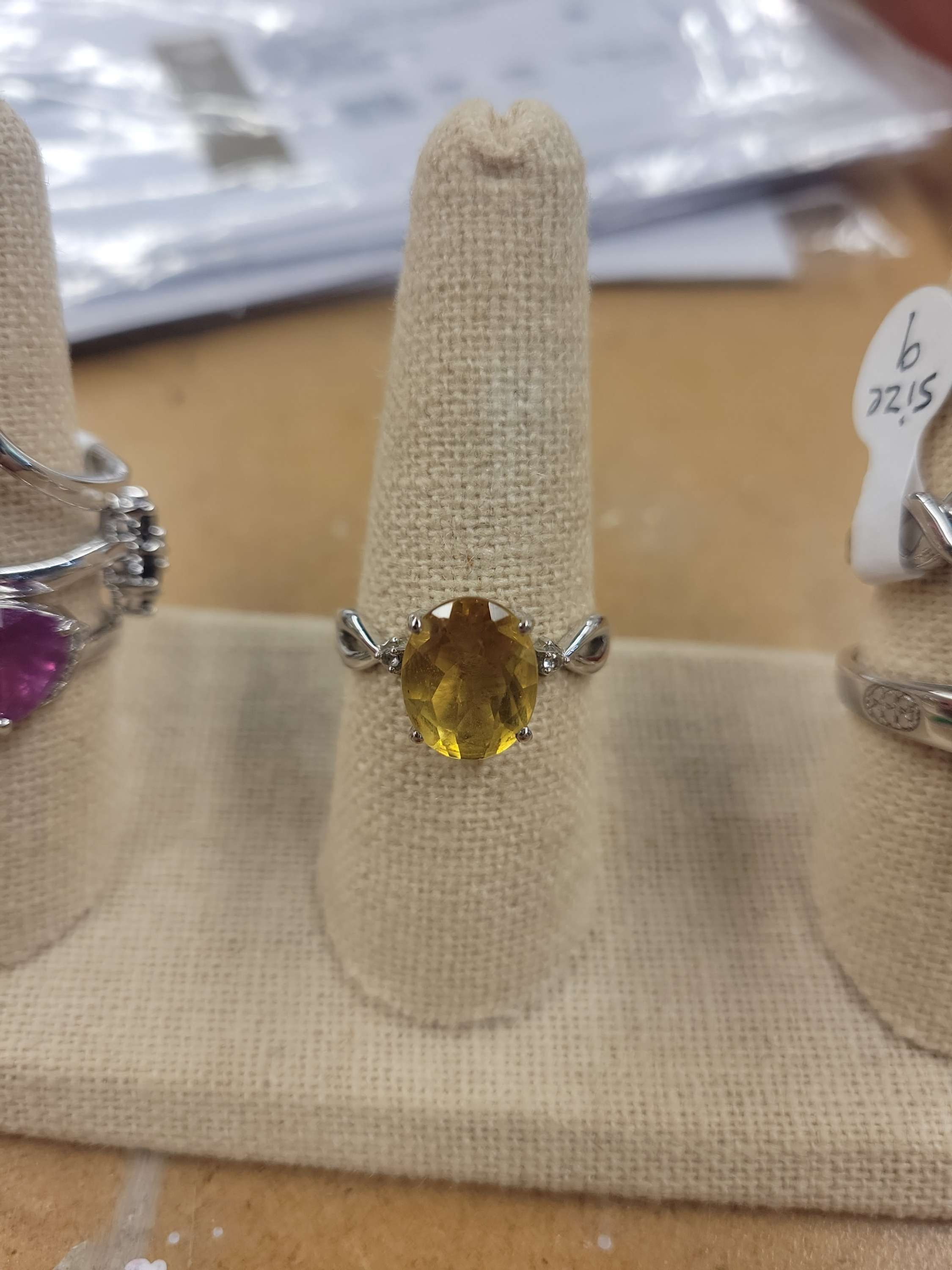 Golden flourish and white topaz sterling ring