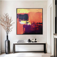 Cuadro abstracto para sala, recamara moderno y elegante en tonos rojos.