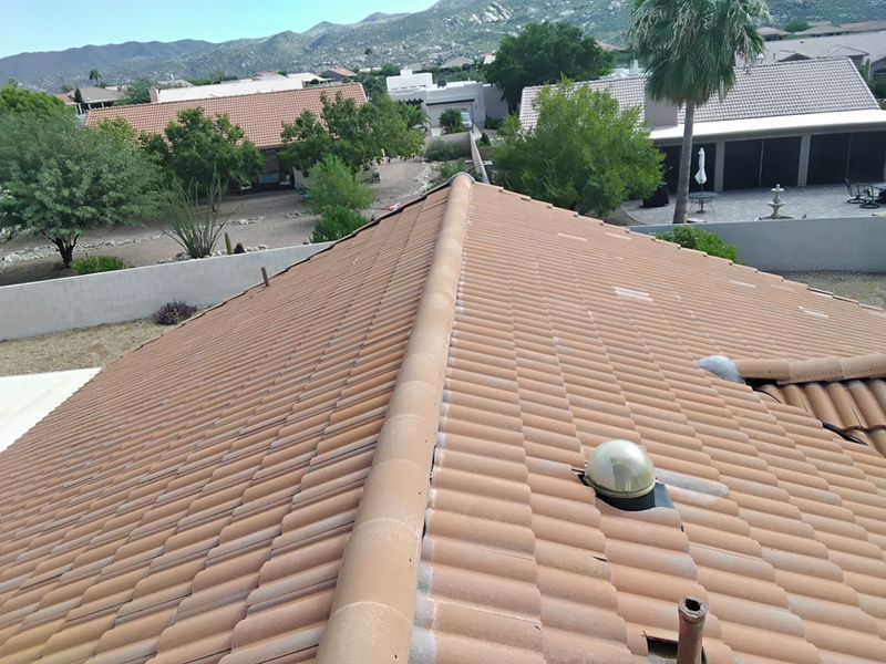 Rebuilt tile ridge on a foothills home