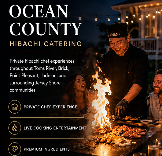 Private hibachi catering chef serving Ocean County NJ backyard and beach house parties