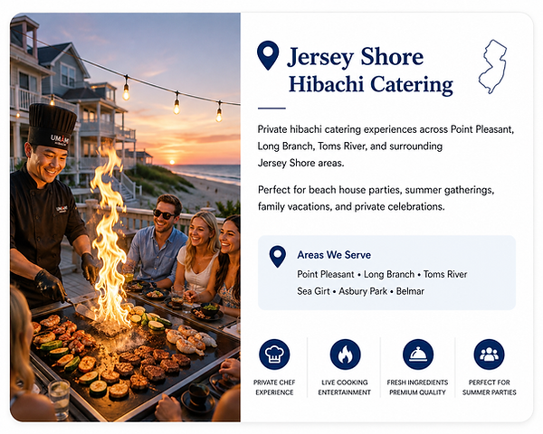 Private hibachi chef catering a backyard beach house party in Jersey Shore New Jersey