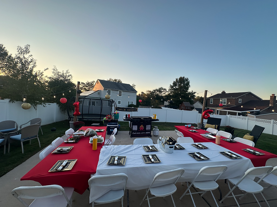 Private Hibachi Chef cooking in backyard party - Umami Hibachi