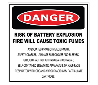Risk of battery explosion label
