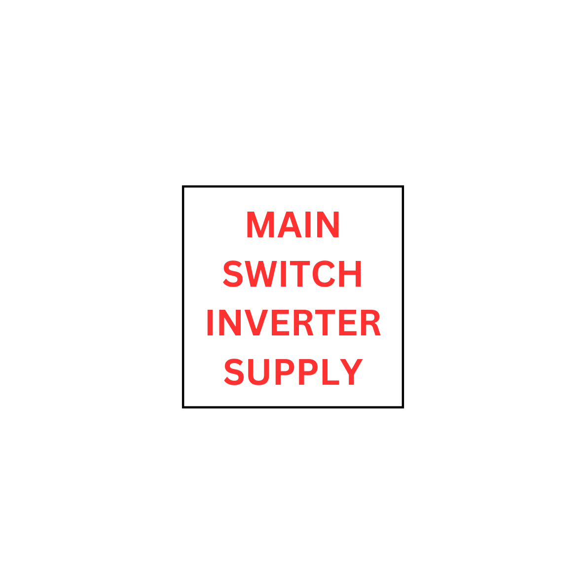 Main switch inverter supply electrical safety label with red text