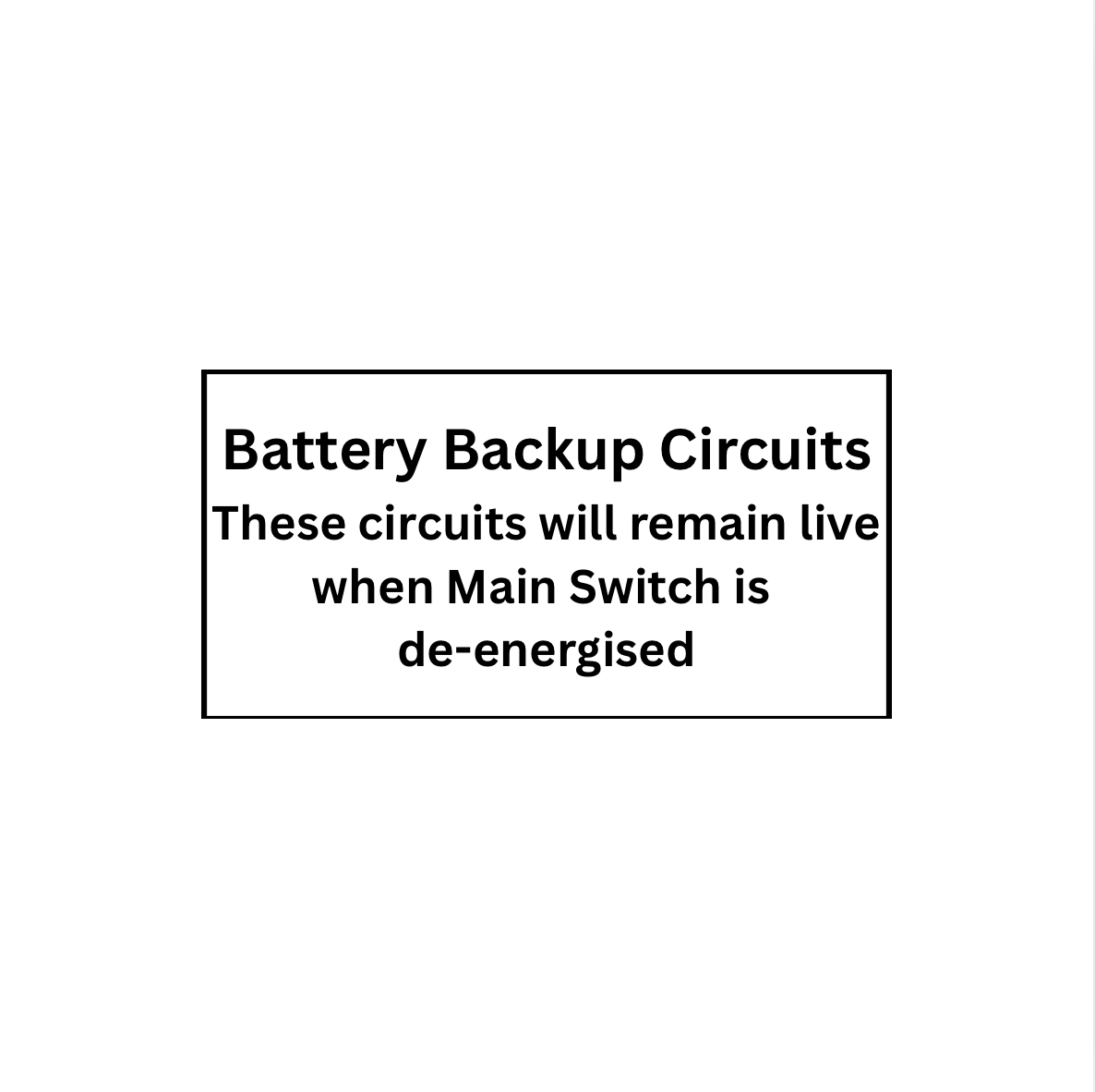 Battery Backup Circuits Label