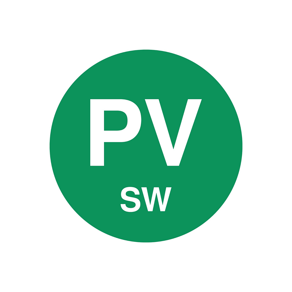 PV SW photovoltaic solar switch green circular label solar switchboard identification