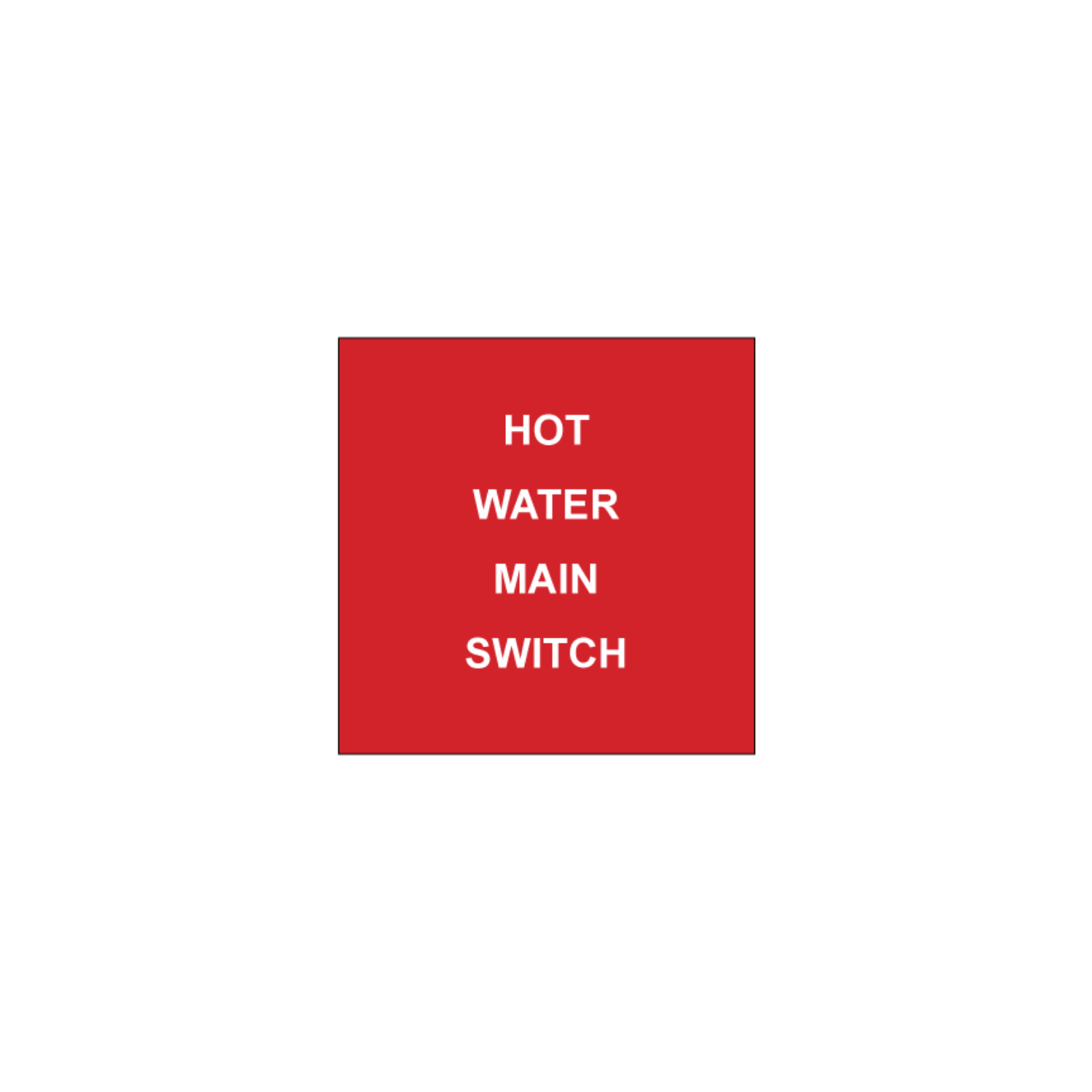 Hot Water Main Switch Label