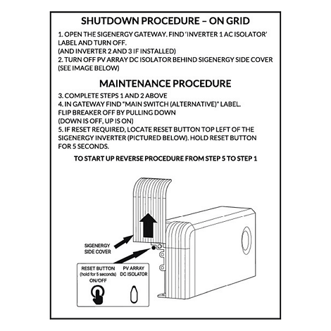 Sigenergy Shutdown Plaque