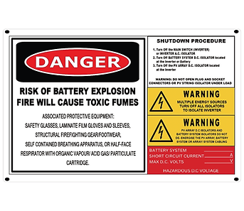 Battery Storage System Label Plaque