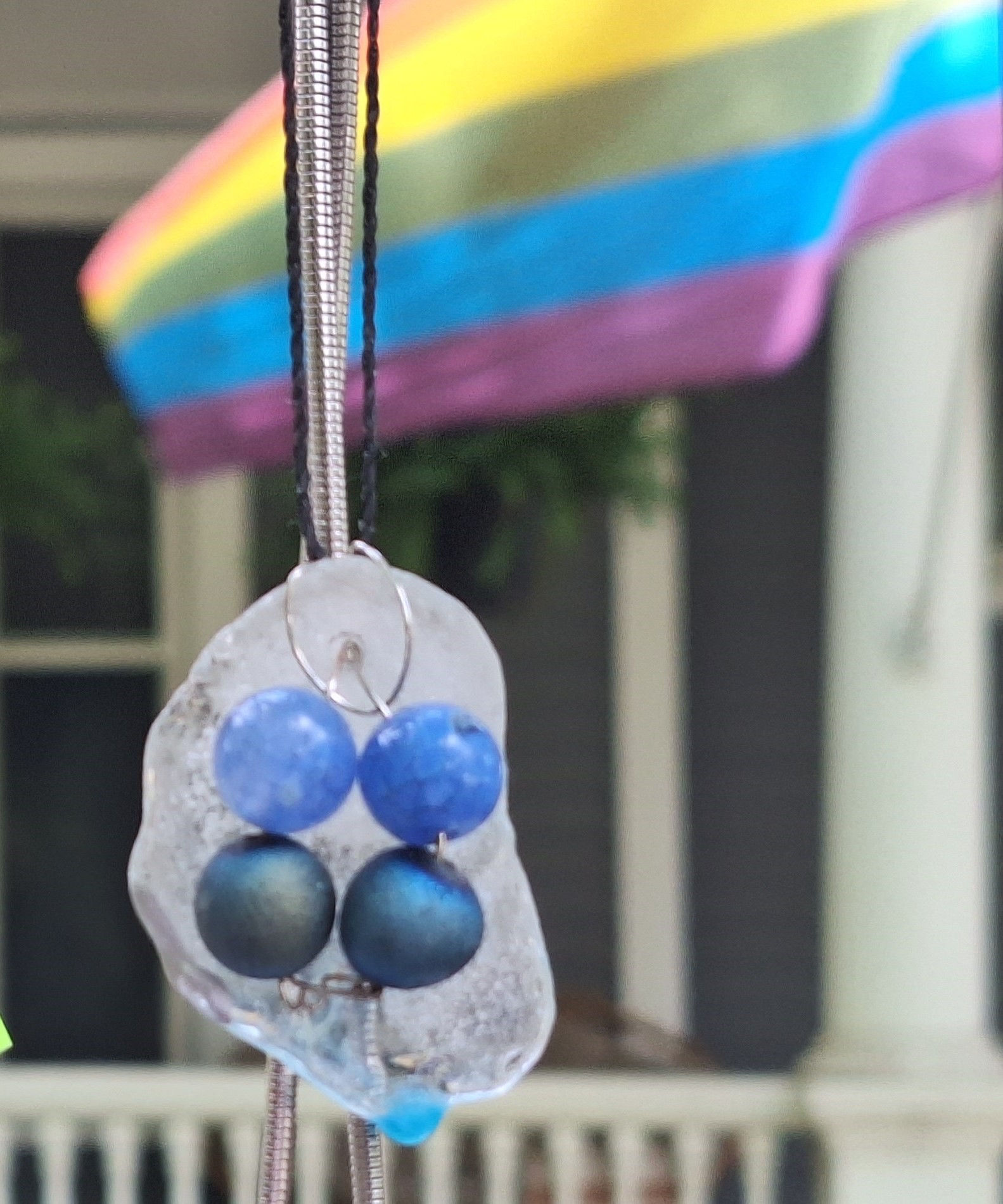 blue on seaglass pendant