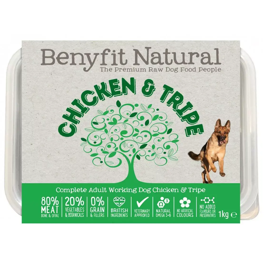 Chicken & Tripe Complete Adult Raw Working Dog Food - 1kg