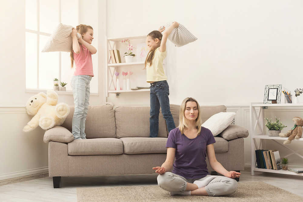 Mom Yoga Kids Fighting