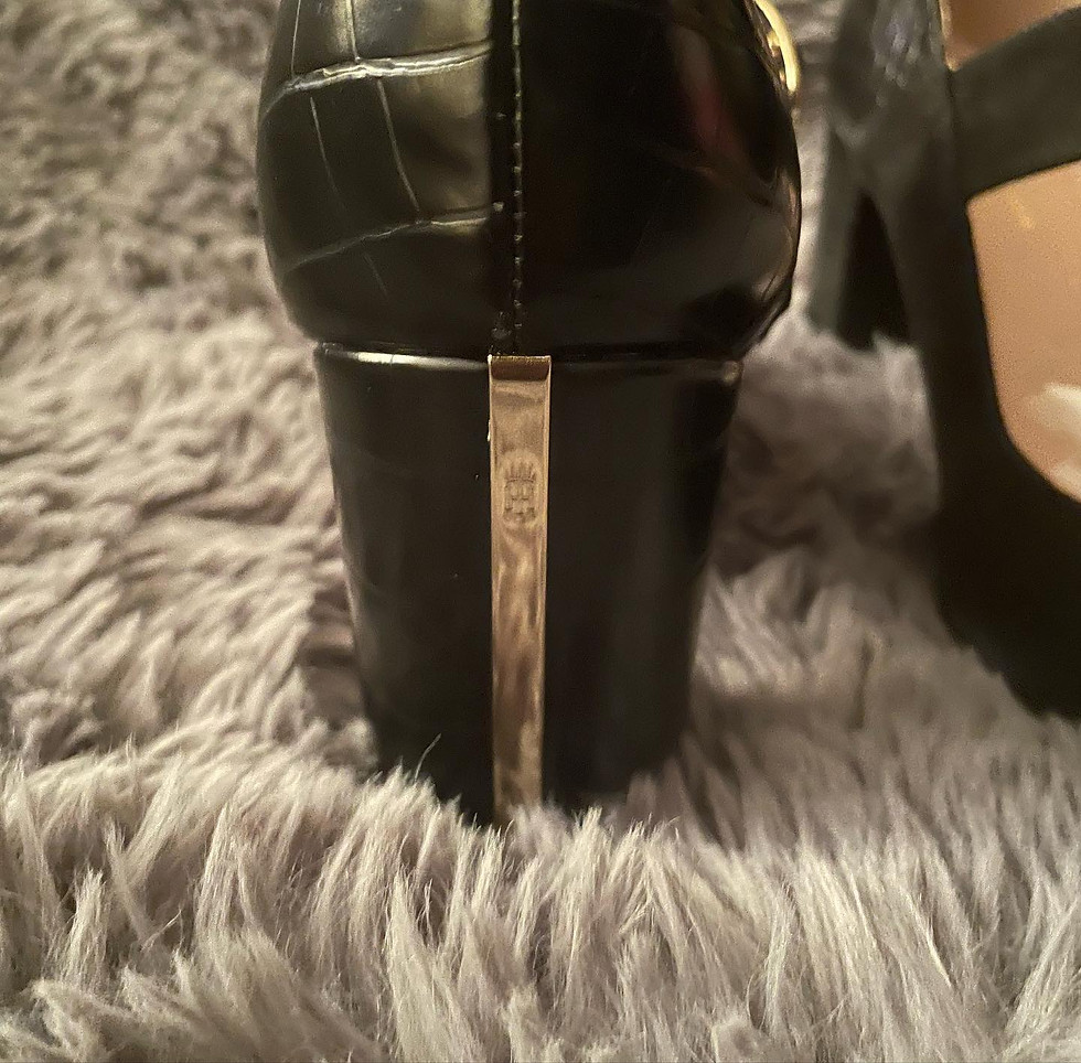Thumbnail: Tommy Hilfiger Venture Black Suede and Croc Leather Mary Jane Heels
