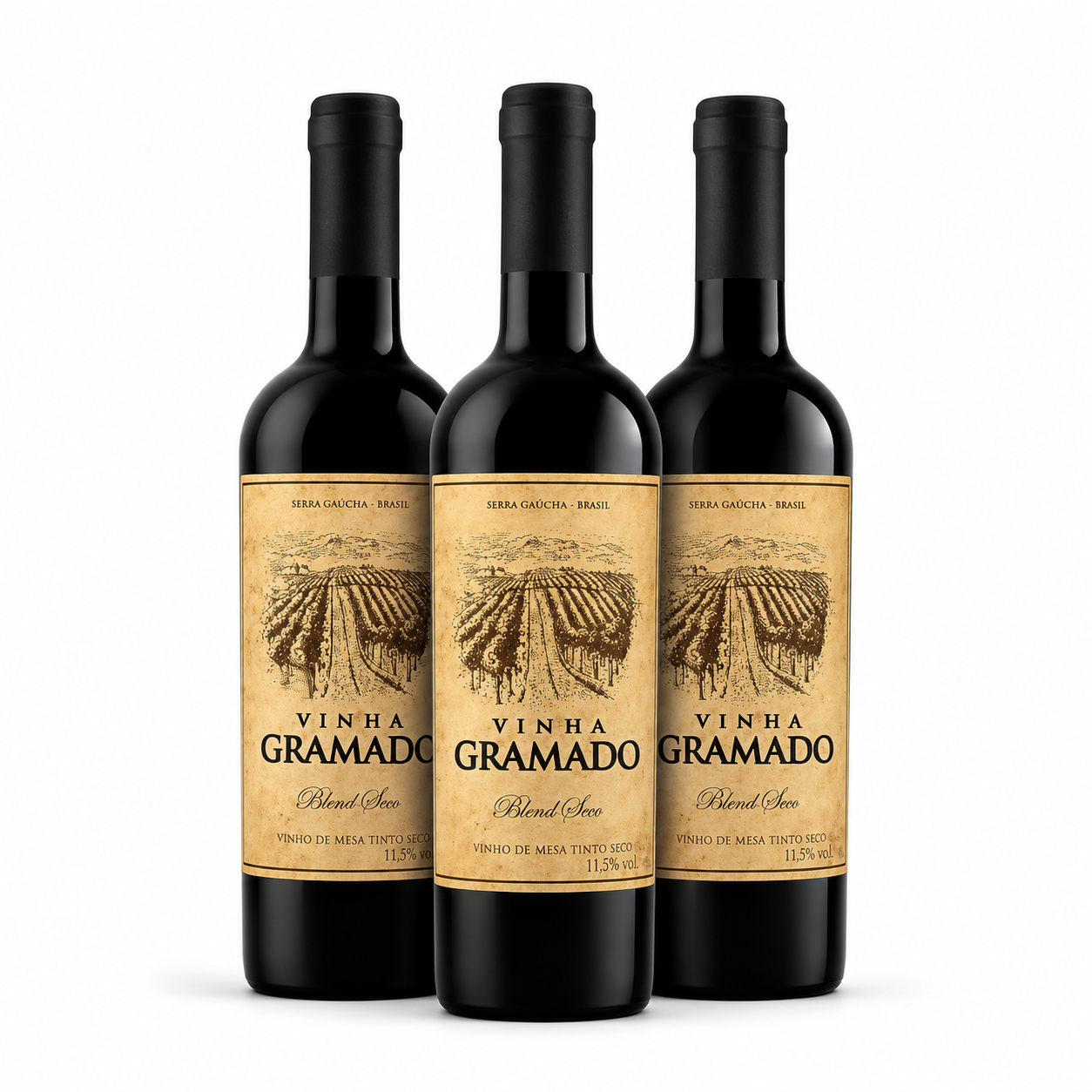 Kit 3 vinhos Vinha Gramado Tinto Seco