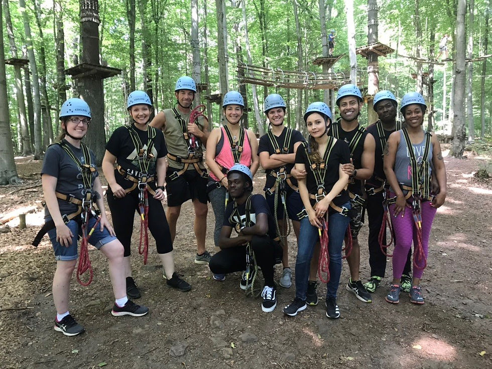 My AF reserve crew quite a few years back at an adventure park in Germany. I chickened out half way through the 2 out of 7 courses and had to get some that worked there to come and get me down. It was pretty sad.