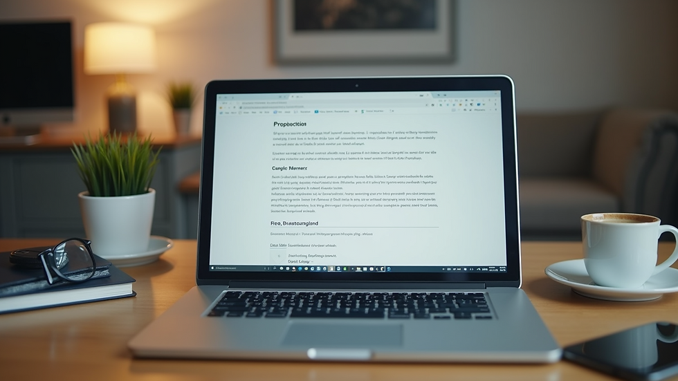 Close-up view of a laptop screen showing a blog post draft