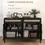 Thumbnail: Kitchen Sideboard Cabinet, Boho Buffet Table with Decorative Rattan Doors