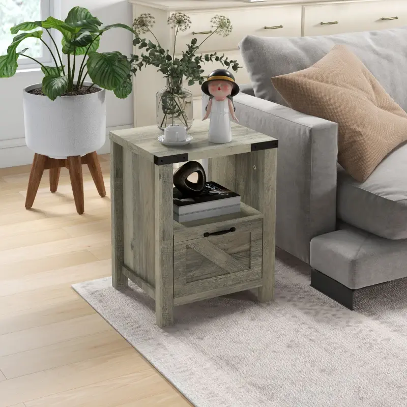 Thumbnail: Farmhouse Style  End Table with Drawer