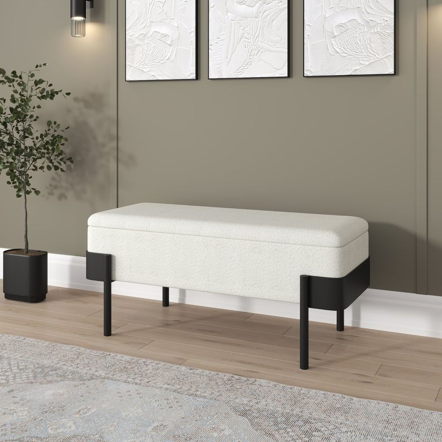 Thumbnail: Odell Storage Bench in Ivory & Black