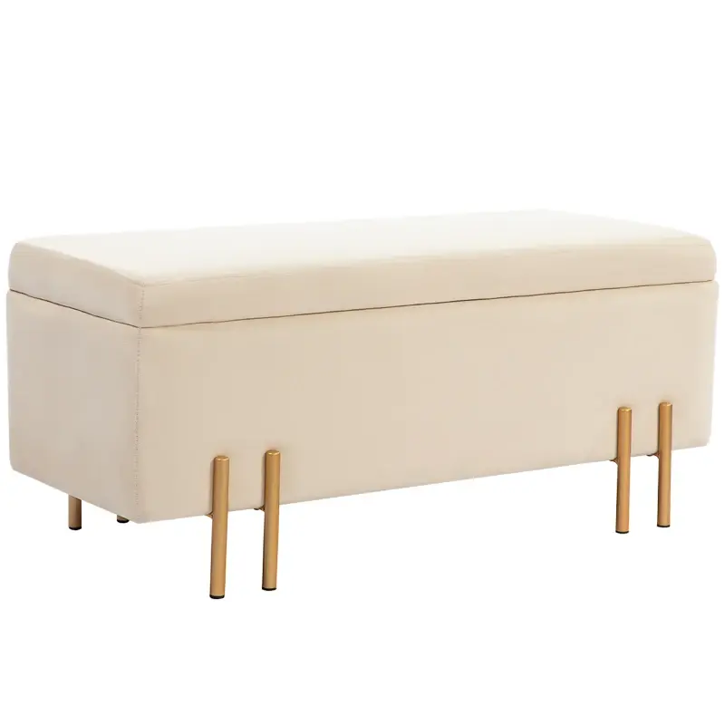 Thumbnail: Modern Velvet Storage Ottoman Bench