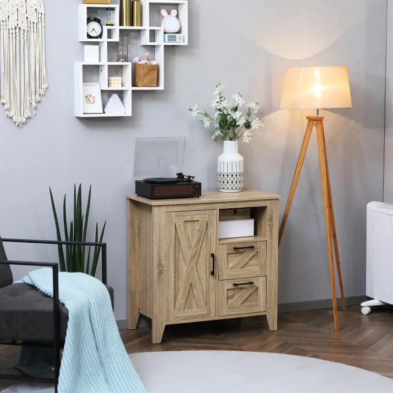 Thumbnail: Farmhouse Storage Cabinet, Kitchen Cupboard Buffet Cabinet with Drawers