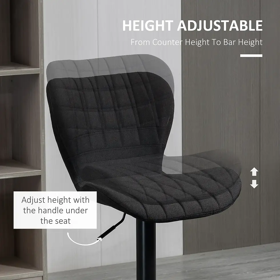 Thumbnail: BarStools Set of 2, Adjustable Height Swivel BarChairs,Linen-feel Fabric - Black