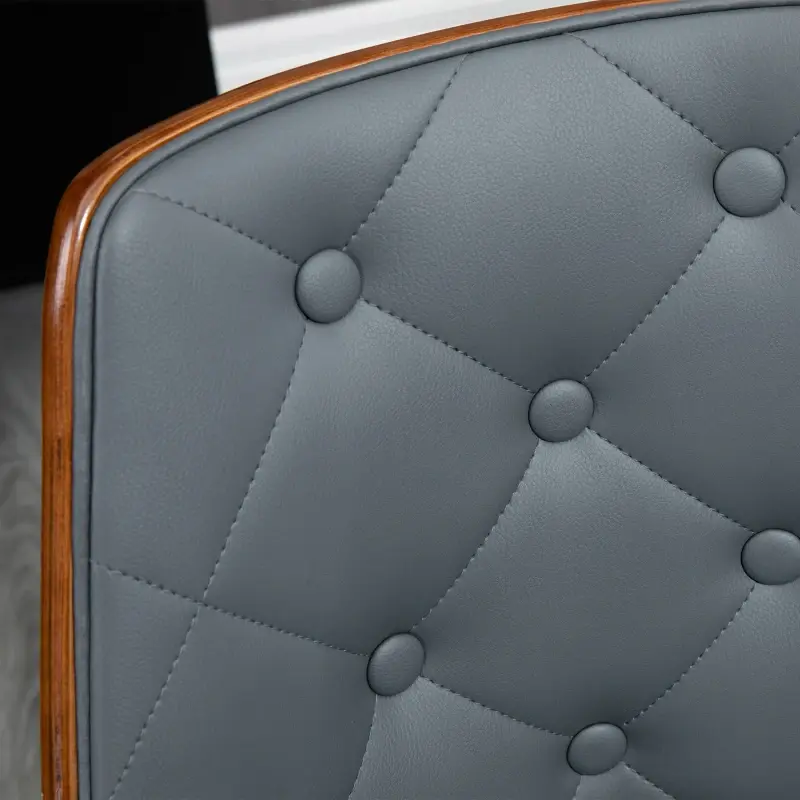 Thumbnail: Tufted Dining Chair, PU Leather Upholstered Seats and Steel Legs in Grey