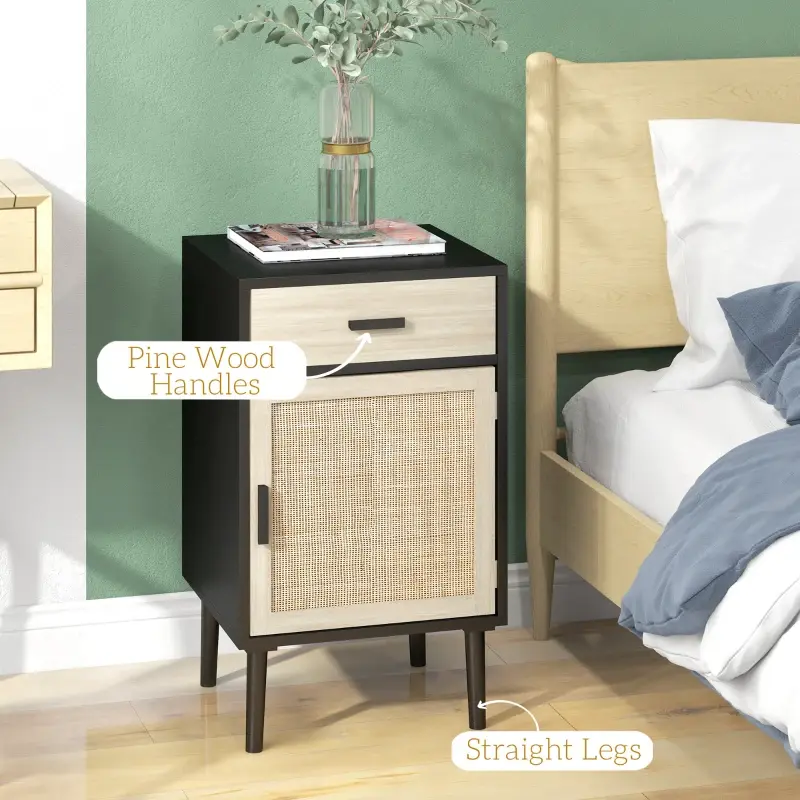 Thumbnail: Boho Bedside Nightstands with Drawer