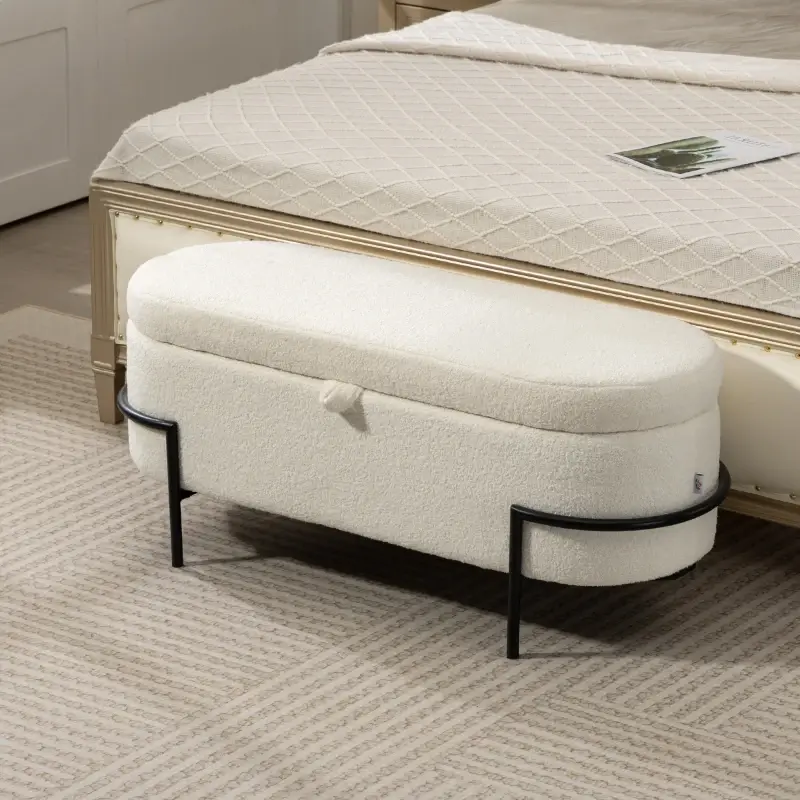 Thumbnail: Storage Ottoman with Lift-Up Lid and Steel Legs
