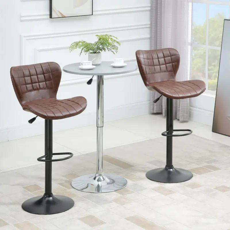 Swivel Barstools Set of 2 - Brown & Black