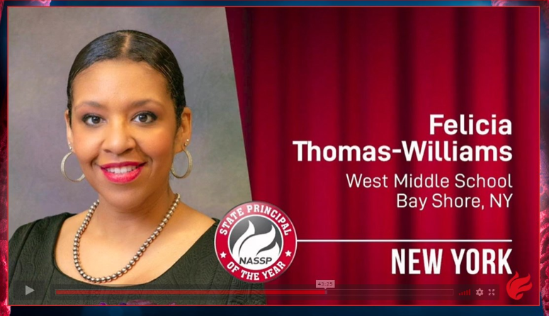 Felicia Thomas-Williams, SAANYS 2020 New York Secondary Principal of the Year!