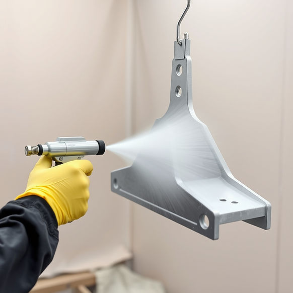 Powder coating being applied cleanly to 