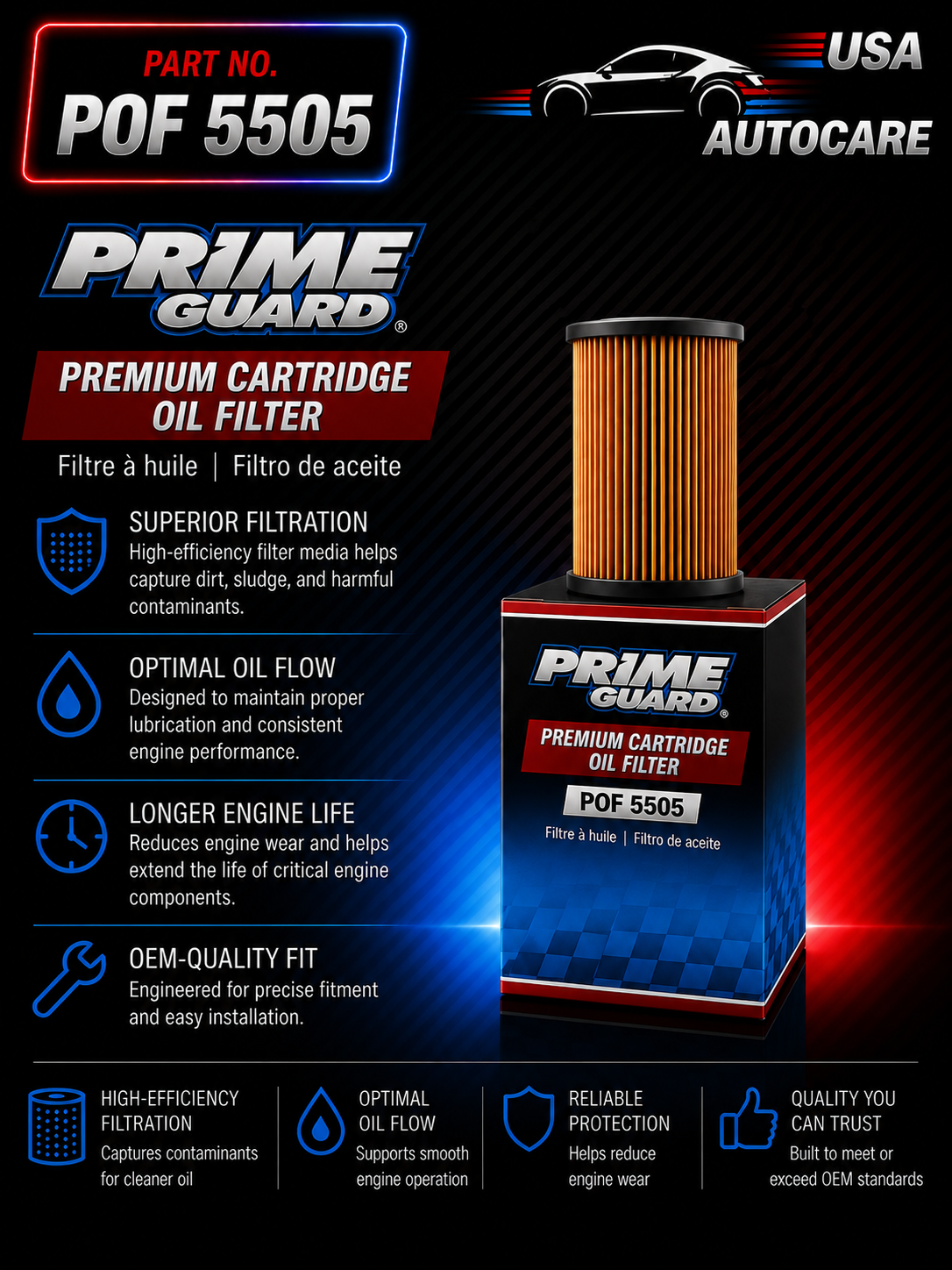 Prime Guard Premium Cartridge Oil Filter - POF 5505