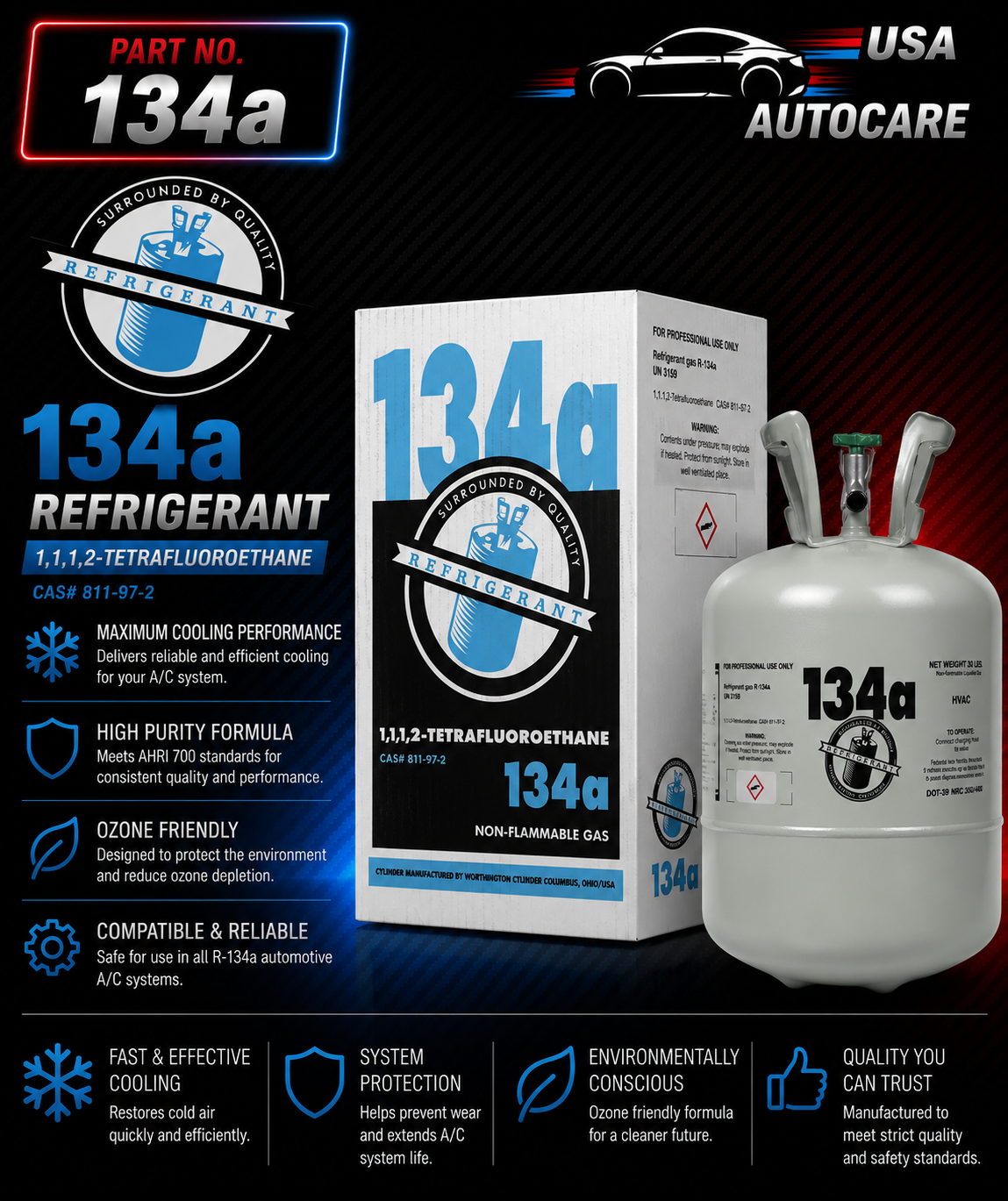 R-134a Refrigerant - Premium Automotive A/C Refrigerant