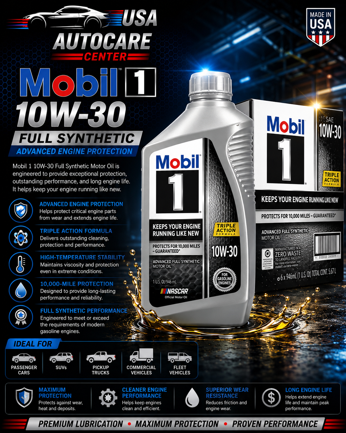 Mobil 1 10W-30 Full Synthetic Motor Oil