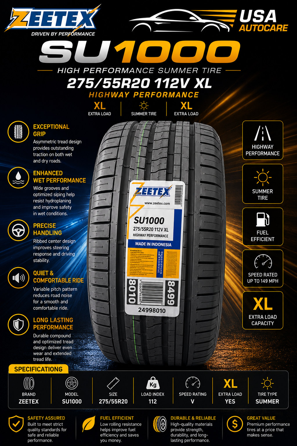 ZEETEX SU1000 275/55R20 117V XL All-Season Performance Tire