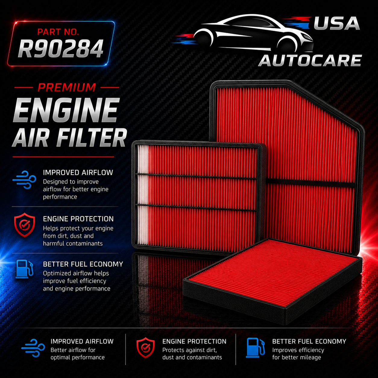 USA AutoCare Premium Engine Air Filter