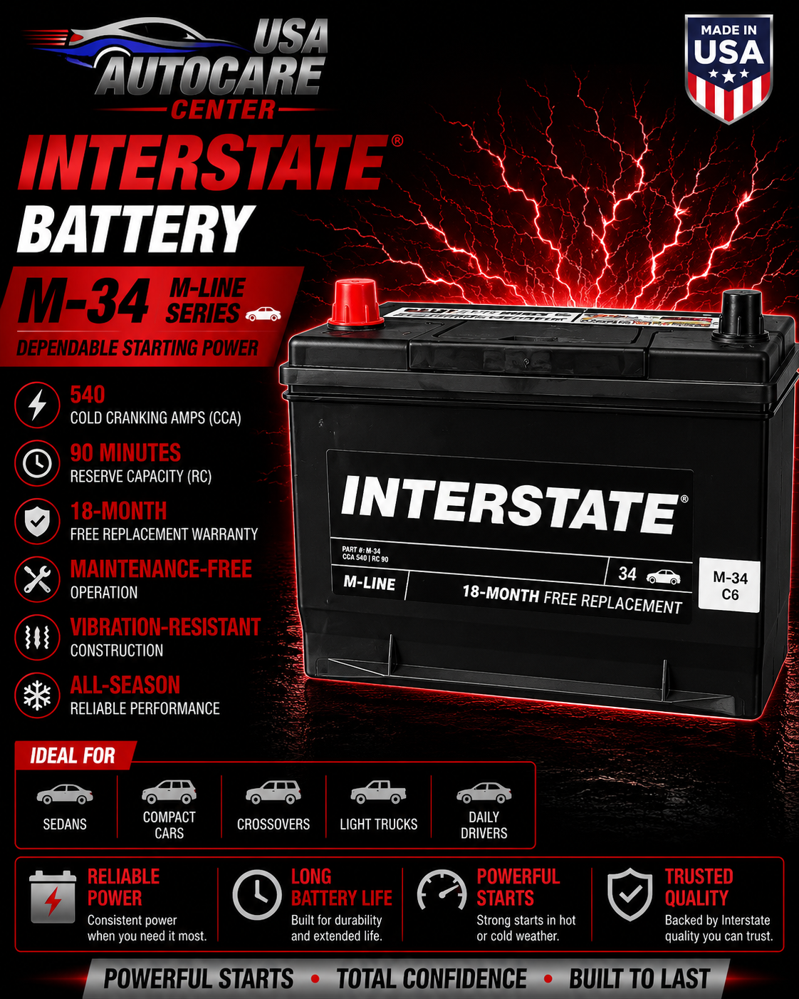 Interstate M-34 Battery - M-Line Series