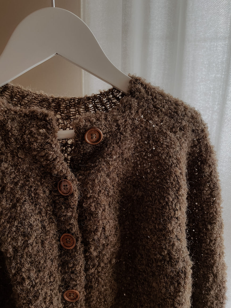 Thumbnail: Mama Boucle woman bridal sweater knitted alpaca cardigan unique handmade new mom gift